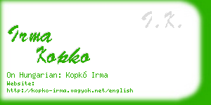 irma kopko business card
